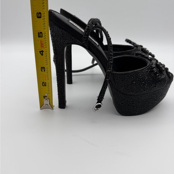 Steve Madden Black Crystal Platform Ankle-Strap Sandals 7 - Picture 8 of 8